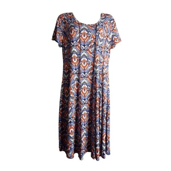 Serenade NY Fit & Flare Multicolored Geometric Print Dress Womens Size Large - Picture 1 of 12